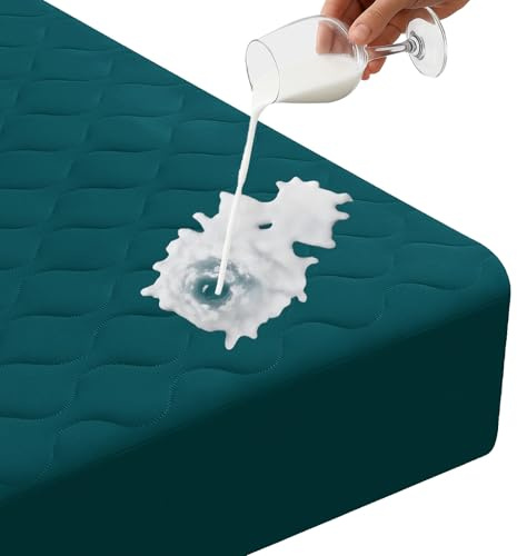 Ystyle Coprimaterasso Matrimoniale Trapuntato, 160 x 190 cm, Verde Scuro | Altezza Fino a 30 cm con Elastico Tutto Intorno, Copri Materasso Traspirante Igienico Antiacaro e Lavabile