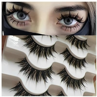 SIVZUMO 10 Paar 3D Fluffy Katzenauge-Engelsflügel-Falsche Wimpern für Cosplay