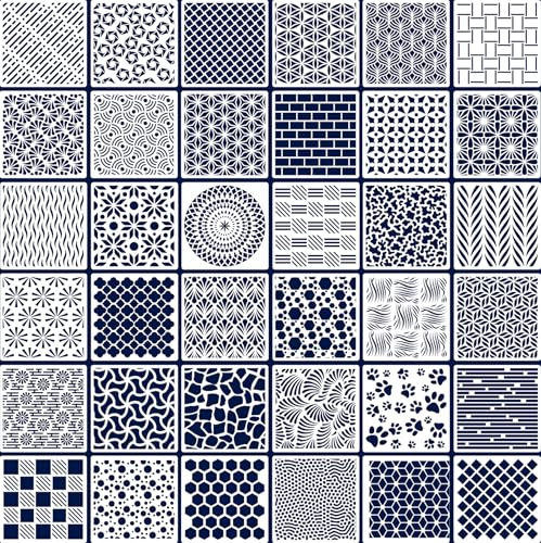 36 pezzi stencil geometrici per la pittura,15x15cm riutilizzabili modelli di pittura per Scrapbooking Cookie Tile mobili muro pavimento Decor Craft Disegno Tracing DIY Art Supplies