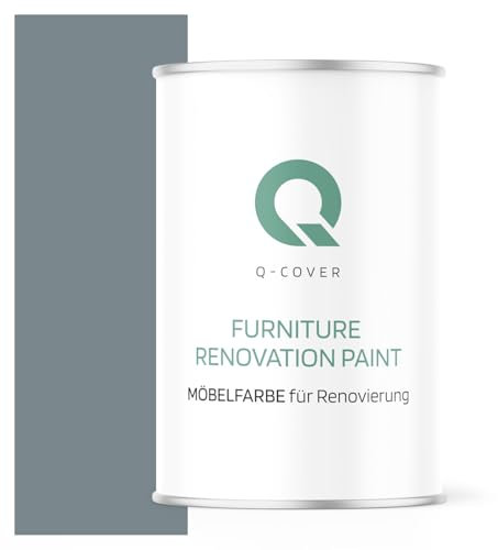 Q-COVER Vernice per mobili opaca, colore: Grigio nebbia RAL 7000, 1 L, colore legno per interni | coprente, a base d’acqua, antigraffio, per cucine, armadi, tavoli, giardino