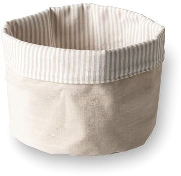 LACOR - 60090 - Cesto per Pane Panna, Cotone, Viscosa, Lavabile in Lavatrice, Pieghevole, Multiuso, Reversibile, Impilabile, Poliestere, Ø 20 cm