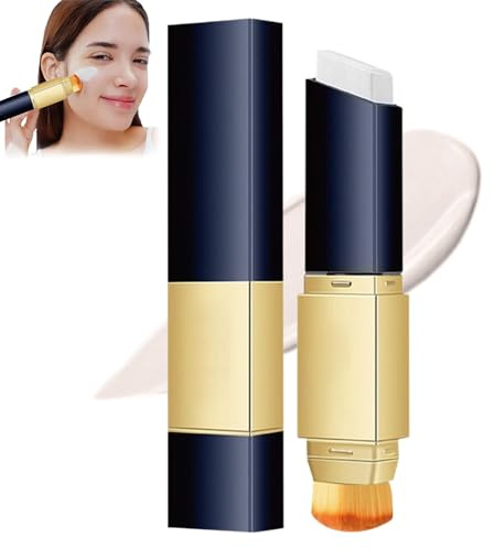 Weißer Concealer Stick, 2-in-1 Foundation Concealer Stick mit Pinsel, Dual Ended Foundations Stick, doppelseitige Make-up-Pinsel Fundamente, langlebig und erfrischend (Natürlich)