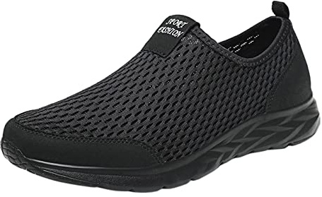 Baskets à enfiler pour femme - Semelles souples - En maille respirante - Confortables et légères - Pour l'extérieur, le fitness, le jogging, la marche - Chaussures pieds nus, Noir , 39 EU