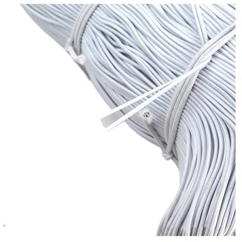 Bandas elásticas Redondas Finas Blancas y Negras for Coser, cordón de Goma, Cinta elástica for Accesorios Bricolaje(White,5M_1MM)