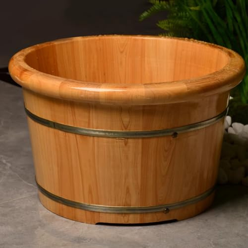 PP-Vic Baño De Pies De Madera,Grueso Y Resistente: Cuidado del Baño De Pies SPA Cubo De Remojo Profundo,Baño De Pies De Sauna De Barril De Madera Maciza para El Cuidado De Los Pies En Remojo,H 30cm