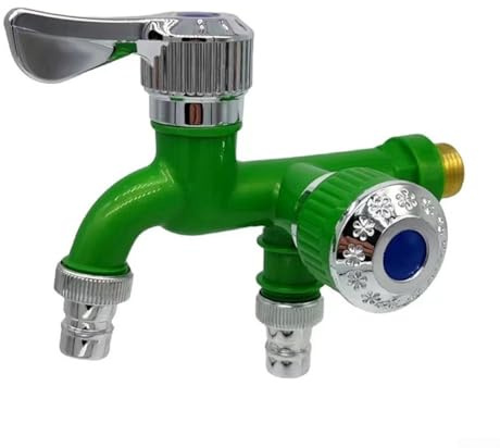 Bulevisiter Splitter d'acqua a doppia bocca per lavatrice e uso domestico, rubinetto a 2 vie in plastica con ingresso e uscite, compatibile con mocio per piscina, balcone, giardino, impianto idraulico