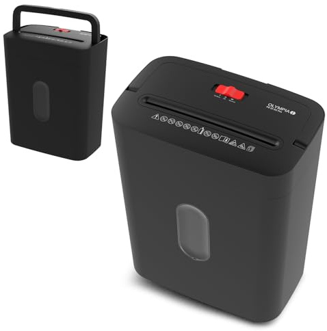 OLYMPIA PS 53 CC Pro Aktenvernichter schwarz | Papierschredder für Home Office & Büro | Schredder Aktenvernichter P-4 | Partikelschnitt 4×38 mm | 6-Blatt Shredder Papier | 15 L Papier Schredder Gerät
