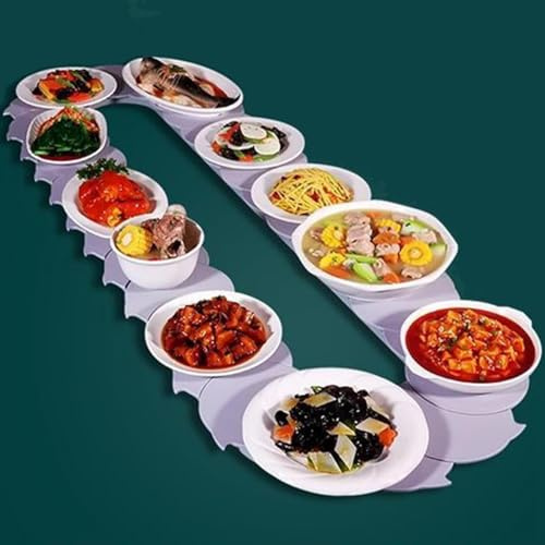 Générique 360° roterande tallrik för sushi - perfekt för rektangulära bord, 90 cm, perfekt för fester, möten och måltider, serveringsbricka vit