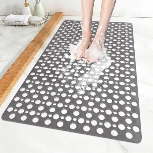 ZOKBOM Antirutschmatte Dusche 60x90 cm, TPE Duschmatte rutschfest mit Saugnäpfen, Badewannenmatte, Anti-Schimmel Duschmatte, BPA-Frei Duscheinlage rutschfest (Grau, 60x90 cm)