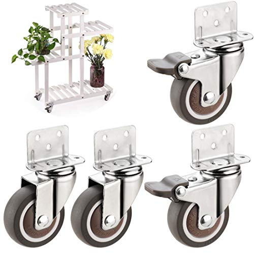 Lenkrollen, Flache, L-förmige Doppelrollen mit Feststellbremse und 360°-Schwenkfunktion, 4er-Pack, verschiedene Größen(Brake+universal,32mm/1.25in)