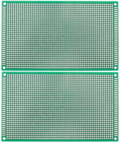 MAGICLULU Breadboard Kit Densely Arranged Throughholes and Standard Hole Spacing 2pcs X4 Inch Double Sided Solderable Green Fiberboard and Tin Material Rapid for Electronic Experiment