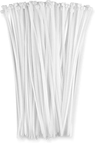 MroMax Lot de 100 colliers de serrage en nylon auto-bloquants 500 mm x 4 mm pour organiser les fils à la maison, au bureau, blanc