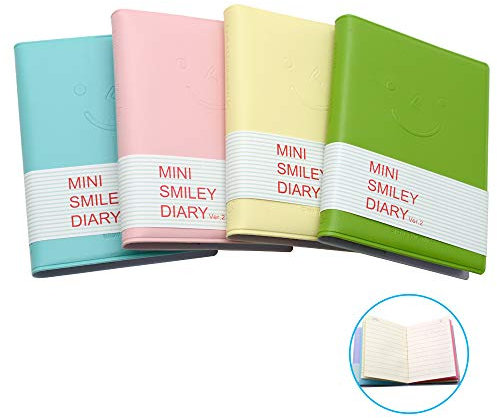 Notizbuch, Mini-Tagebuch, Notizblöcke mit Kunstledereinband, leere Seiten, tragbares Notizbuch, leicht abreißbar, 10 x 8 cm, 4 Stück