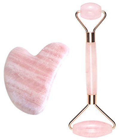 CrystalTears Jade Roller Gua-Sha Visage Corps Massager Quartz Rose Anti-âge Beauté Peau Mince Circulation Sang Rouleau de Jade