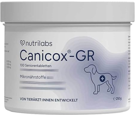 NutriLabs CANICOX GR Kautabletten für Hunde 100 Stück - Mit Glucosamin, Chondroitin, Weißdorn & Ginseng - Unterstützt Gelenke, Herz, Leber, Nerven & Immunsystem - Nahrungsergänzung für ältere Hunde