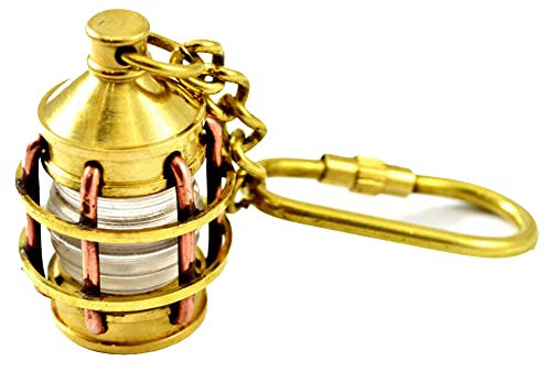 Lanterne Nautique. Lampe-Tempête. Porte-Clés en Laiton et Cuivre, massif