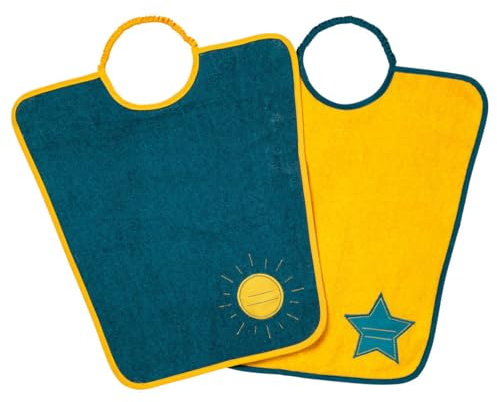 Babycalin - Lot de 2 bavoirs maternelle Soleil - Etoile - Je m'appelle