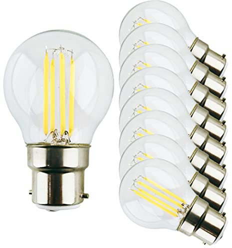 Edearkar G45 LED Filament Light Bulbs B22 Base, AC110V, 4W Equivalent to 40W LED Candelabra Bulbs, 2700K Warm White for Chandeliers, Celling Fans, Wall Lamp (G45-B22-8 Pack)