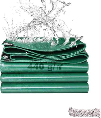 Telo Impermeabile Esterno 3x5m 440 g/m² Inspessire PVC con Rinforzato Occhielli, Telone Resistente Agli Strappi, Telo Protettivo Copertura Multiuso per Mobili da Giardino Barche Legno Piscina Camion