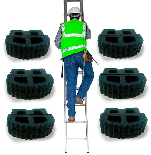 BTF | Set mit 6 Endstücken für Industrieleitern 1, 2 oder 3 Abschnitte, kombiniert und/oder ausziehbar, Gummifüße für Treppen, Profil von 65 x 25 mm.