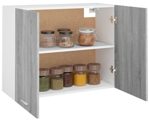 Homgoday Hängeschrank Wandschrank Küchenhängeschränke Küche Schrank Aufbewahrungsschrank Küchenschrank Oberschrank Einbauküchenschrank Grau Sonoma 80x31x60 cm Holzwerkstoff