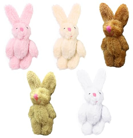 5 Pieces of Stuffed Rabbits, Mini Plush Toys, Doll Hair Accessories, Plush Accessories, DIY Jewelry Pendants, Decorative Rabbits with Joints