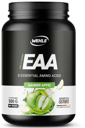 Wehle EAA Pulver – 500g – 8 essentielle Aminosäuren, Amino-Pulver | Ohne Zucker, Saurer Apfel – vegan, produziert in Deutschland, laborgeprüft