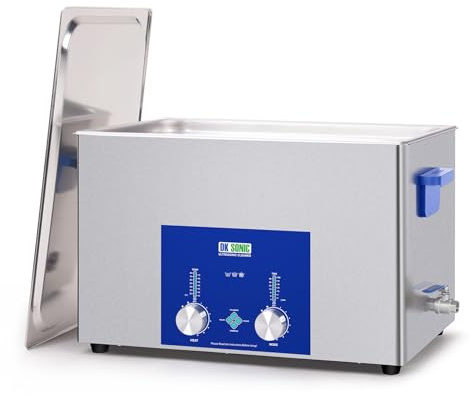DK SONIC Industrial Ultrasonic Cleaner 30L,600W Commercial Sonic Cleaner with Encoded Timer,Heater&Basket, Multiple functions for Carburetors, Motorcycle Engines, Carburetors,Chains