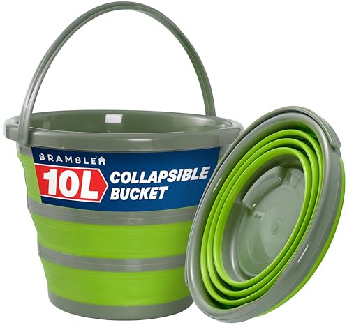 BRAMBLE 1 Faltbarer Silikon Eimers für Reinigung, Camping, Angeln, Reisen (10L) - Platzsparend für Haus & Wohnmobil (Grün)