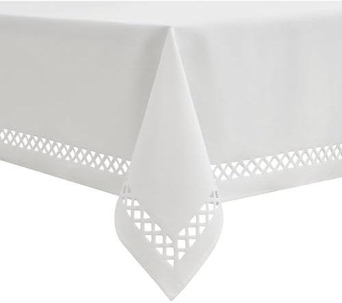 MIULEE Leinen Optik Tischdecke Weiß Tischdecken 100x140cm Abwaschbar Lotuseffekt Eckig Rechteckig Tischtuch Polyester Wasserabweisend Tischwäsche Abwischbare Tafeldecke für Party Küche