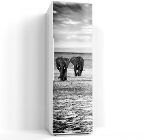 DEQORI Magnetfolie für Kühlschrank 60x190 cm | Motiv Elefantenmarsch | dekorative Magnetmatte Gefrierschrank Schutz | Magnet Deko-Folie selbstklebend, magnetisch & wasserabweisend