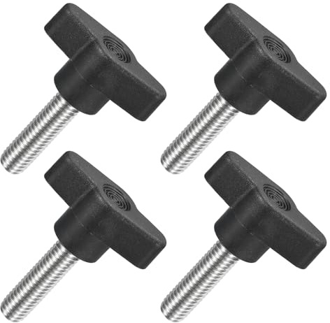 sourcing map Lot de 4 vis moletées en forme de T M8 x 30 mm - Filetage mâle - En acier inoxydable 304 - En forme de T - 36 mm de diamètre - Pour serrage à la main - Noir