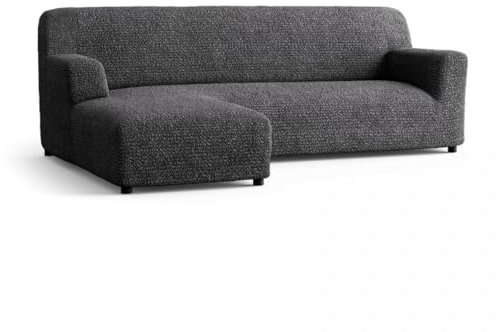Bestcovers Bezug für linkes Ecksofa mit Ottomane, individuell anpassbar, 350-540 cm, griffsympathisch, weich (Grau)