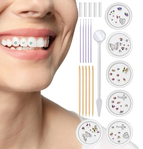 Gioielli con gemme per denti, kit professionale di gemme per denti, kit di gemme per denti alla moda, gioielli decorativi con cristalli brillanti, kit di decorazione per denti