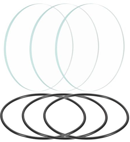 PATIKIL 2.04 Dia LED Lens, 3 Set Polished Edge Flashlight Replacement Parts Glass Lens with Silicone Ring for Light Source Lens Replacement, Transparent