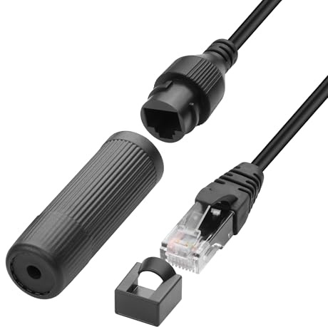 YACSEJAO Outdoor Ethernet Cable RJ45 Male to Female IP67 Waterproof Rectangular Network Replacement Extension Converter Cord (2M/6.6FT)
