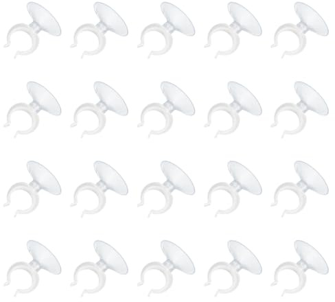 sourcing map 20Pcs Aquarium Suction Cup Clips, 23mm Airline Tube Holders Clamps Cup Holder Sucker Tube Sucker for ID Airline Tubing Fish Tank, Clear