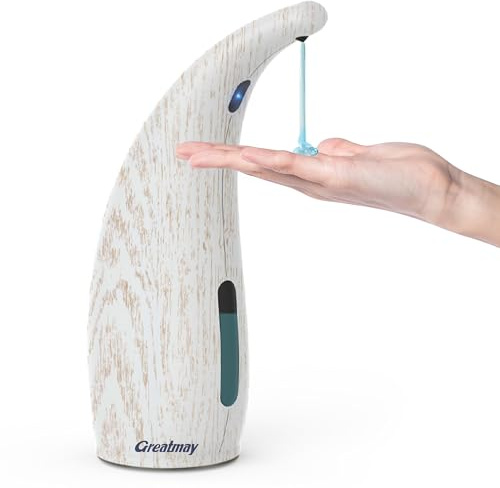 Greatmay Automatic Soap Dispenser with 4 Adjustable Levels, Electric 300 ml Non-Contact Battery Operated Soap Dispenser with Sensor, IPX6 Waterproof for Bathroom, Kitchen