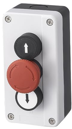 Boîtier de commutation momentané IP65 440V 10A - style 7 | Bouton-poussoir, verrouillage auto, presse-étoupes, pour ouvre-portails automatiques.