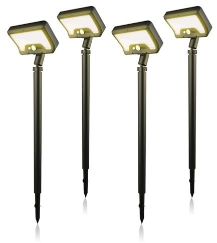Jefedana Solarlampen für Außen Garten: IP65 Wasserdicht Solarleuchten Garten mit Bewegungsmelder USB & Solar - 3 Helligkeitsstufen Hof Eingangstür Gehweg (4 Stück)