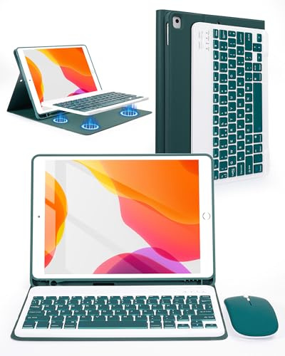 kantaj Keyboard Case with Mouse for iPad 9th 8th 7th Gen 10.2, Air 3 | Detachable Keyboard, Case with Pencil Holder, UK Layout, Adjustable Viewing Angles, Slim Case for iPad Air 3rd Gen &Pro 10.5