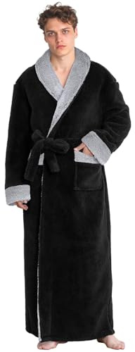 PUTUO Peignoir Robe de Chambre pour Homme: Peignoir Long en Polaire pour l’Hiver - Robe de Chambre Chaude en Pilou-Pilou Doux Idée Cadeau de Noël Anniversaire
