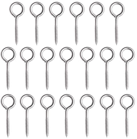 20 ganci filettati M3/M4/M5 in acciaio inox a forma di occhio, ganci a vite, ganci a vite, ganci decorativi per esterni, resistenti
