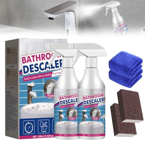 Reiniger für hartnäckige Flecken 2025 Upgrade, Bathroom Descaler, Kalkentferner Dusche Stark, Multifunktional Duschkabinenreiniger Badezimmer Reiniger für Kanalisation Toiletten Glas (2)