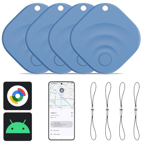 Reyke Android Tracker, Air Smart Tag Compatible avec Google Find My (Android Seulement), Traceur pour clés, Bagages, Valise, Portefeuille, 4 Pack