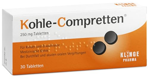 KOHLE Compretten Tabletten 30 St | auch bei oralen Vergiftungen, Für Kinder & Schwangere geeignet, Ideal für die Haus- & Reiseapotheke