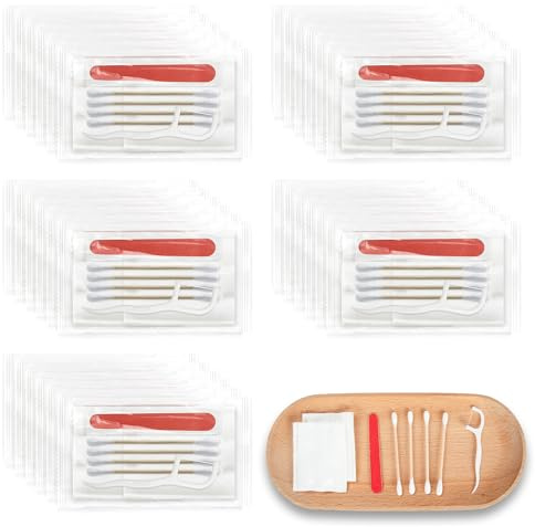 LLHQAMT Kit de coiffeuse pour hôtel, kit de coiffeuse en vrac, kit de coiffeuse individuel avec cotons-tiges, fil dentaire et limes à ongles, convient pour les voyages, les hôtels et la maison (50