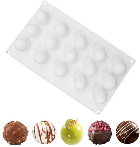 duoyif Silikonform Kugel Schokoladenformen Halbkugel 15 Löcher Ø 31 mm | Kugelform BPA Frei, Pralinenform, Kuchenform, Bonbonform, Silikon Backform Kugel für Schokolade Kugeln Gelee Kuchen