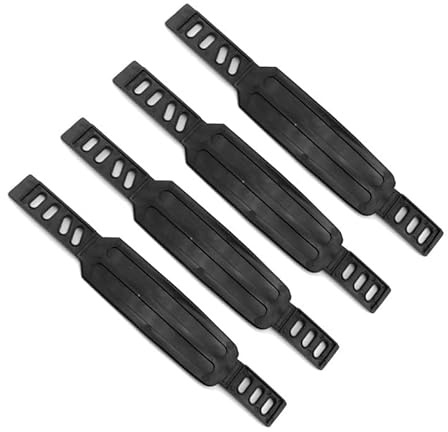 FUANA Lot de 2 sangles de pédale de vélo d'appartement, sangles réglables pour étrier de vélo, 28 x 4,5 cm, équipement de fitness en plastique durable pour vélos d'appartement, noir