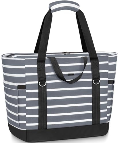 LUROON Strandtasche XXL Familie mit Reißverschluss, Groß Strandtasche mit Kühltasche Wasserdicht Sanddicht, Badetasche Shopper Tasche Damen, Faltbar Beach Tote Bag für Strand Picknick Reisen